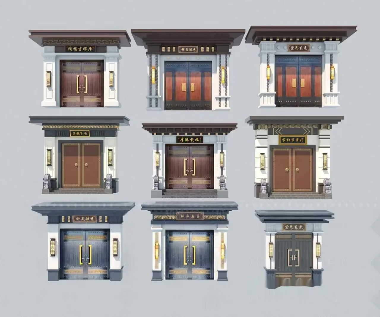 Traditional Chinese Doors 3D Model – 820 – VRAY Render