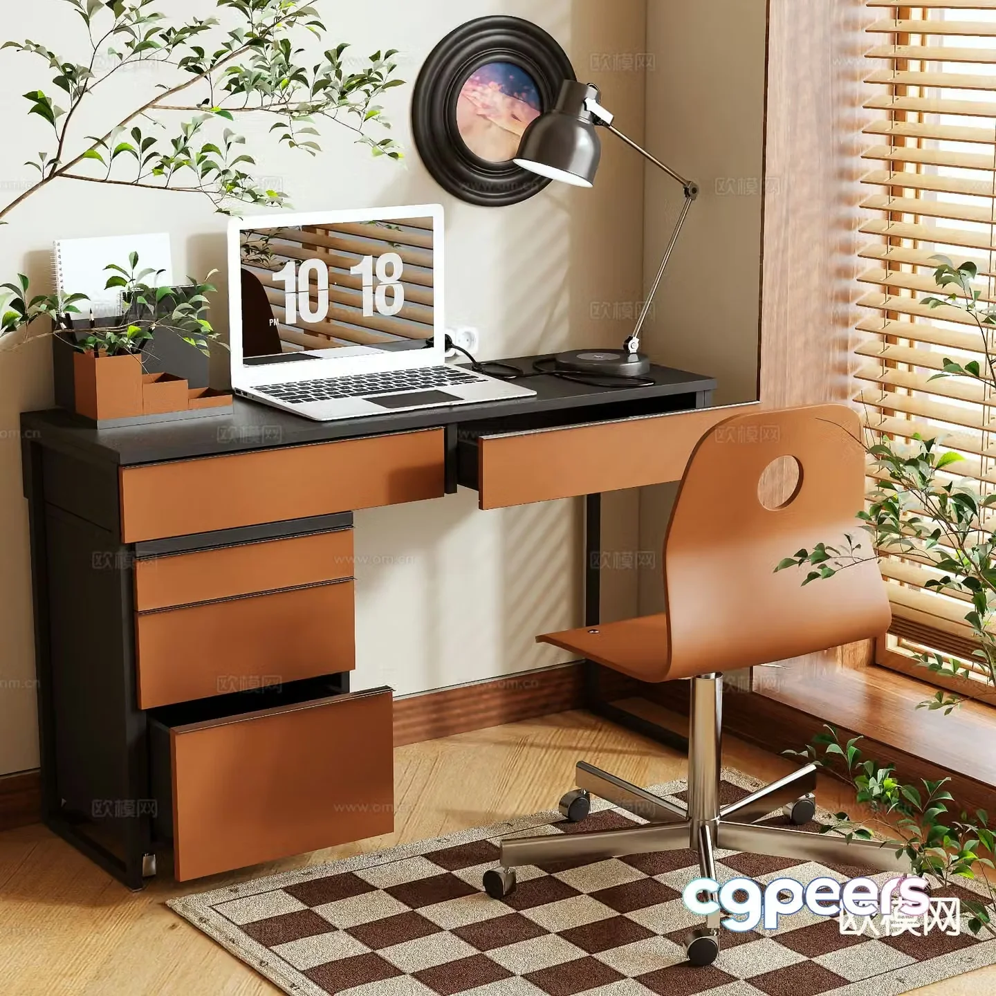Medieval style writing desk desk 3d model