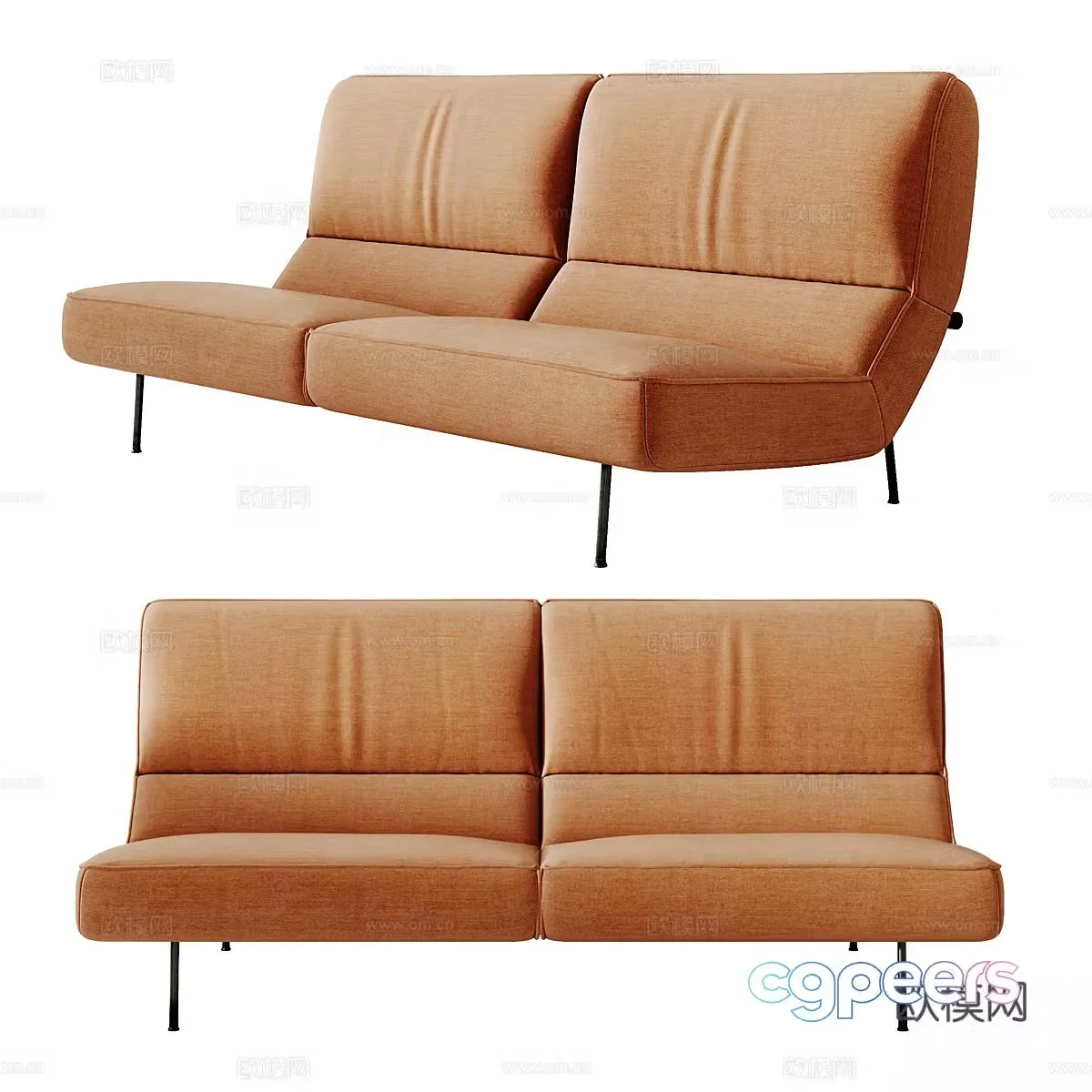 Modern Nordic double casual sofa 3d model