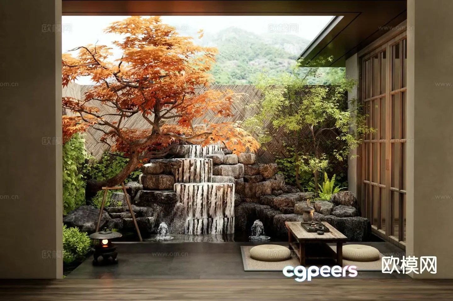 Dry landscape landscape rockery waterscape 3d model