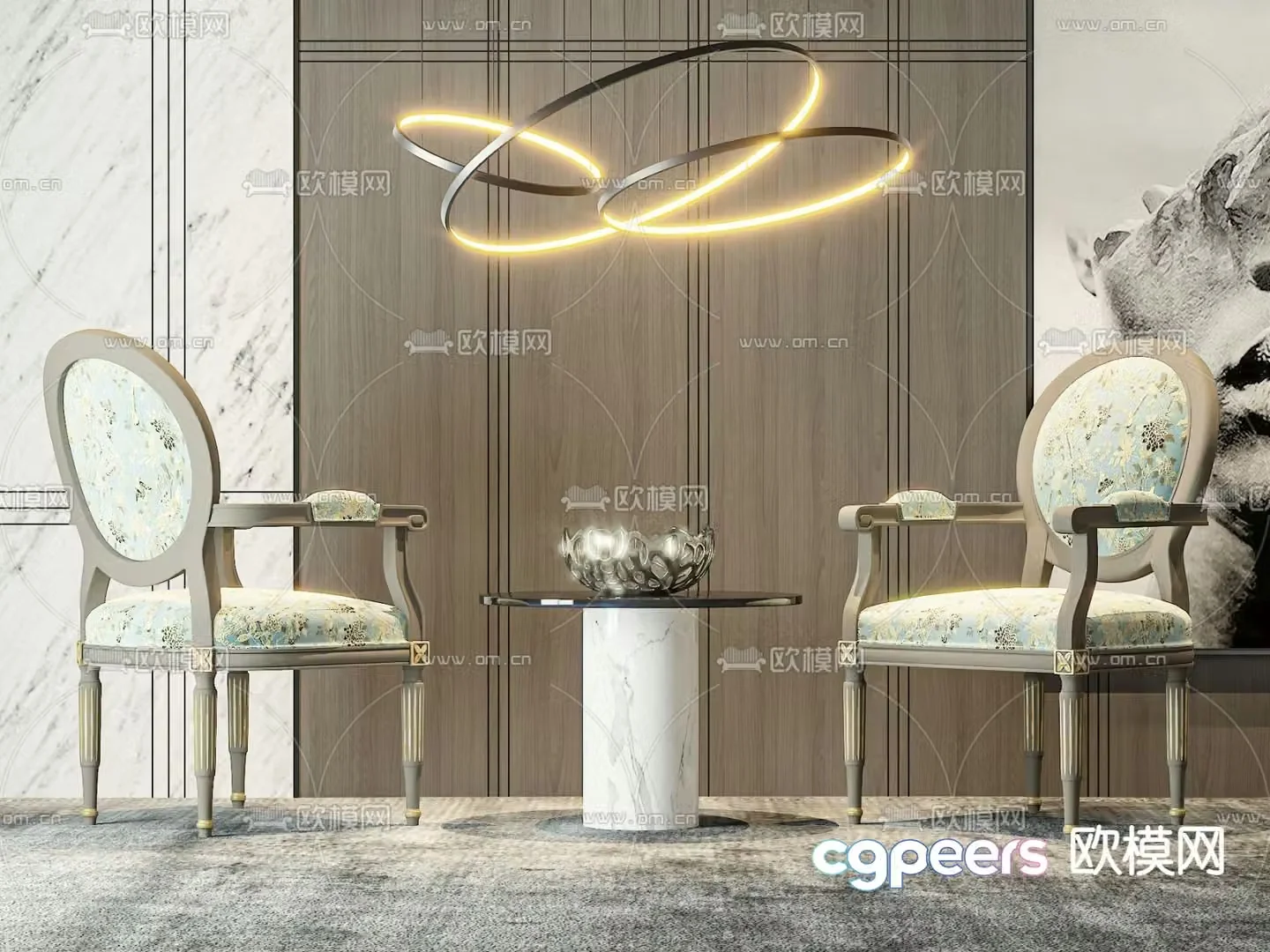 French chair lounge chair 3d model