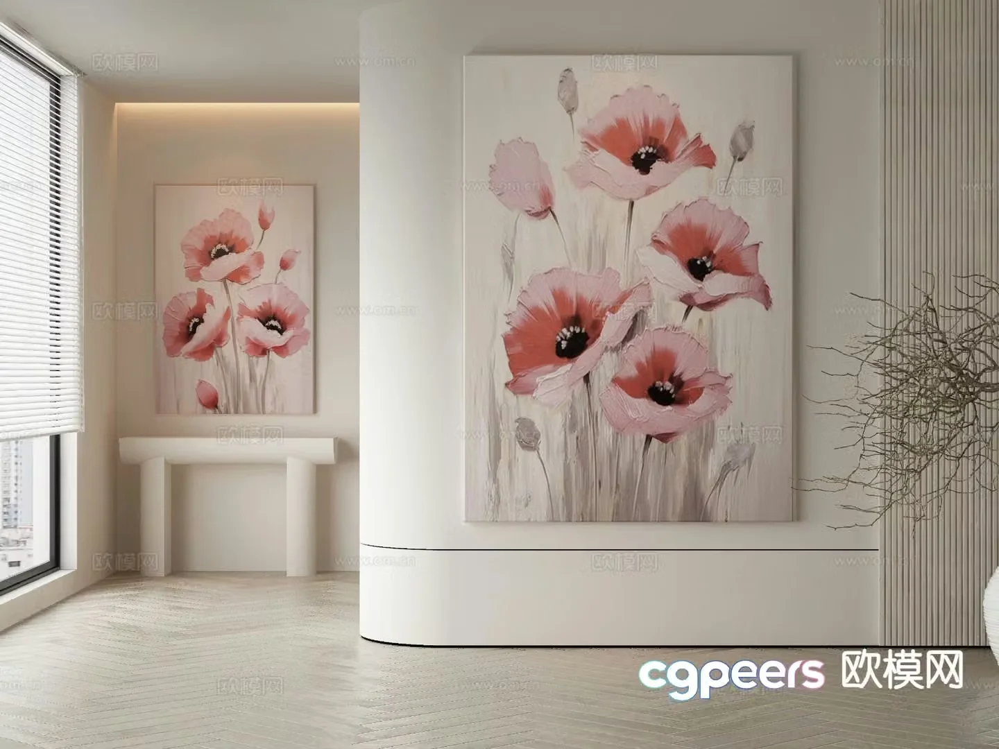 Modern art painting flower painting decorative painting 3d model