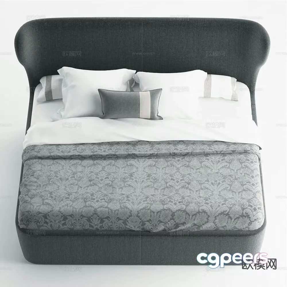 Modern double bed 3d model