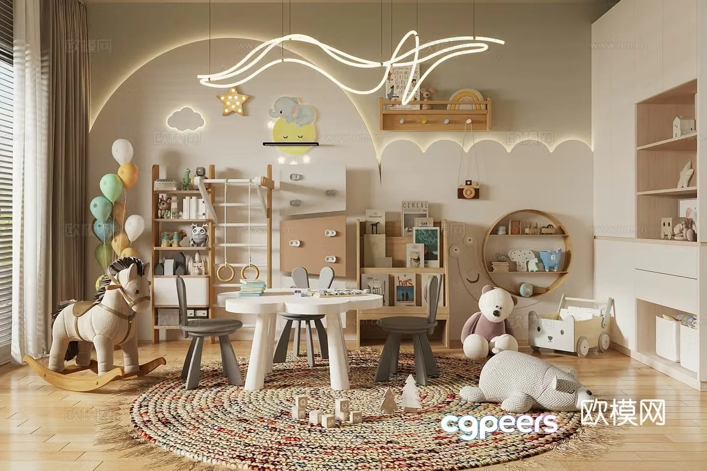 Modern children’s room Children’s entertainment room Children’s toy room Toy doll combination 3D model