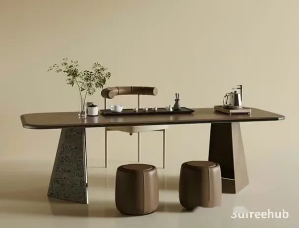 A Modern Table With Stools 3D Model – 22259 – VRAY Render
