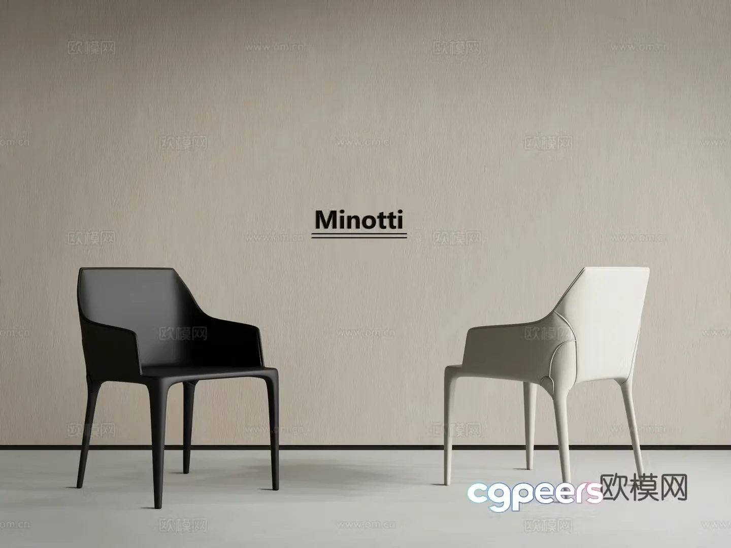 Modern dining chair leather chair Italian dining chair backrest chair armchair 3d model