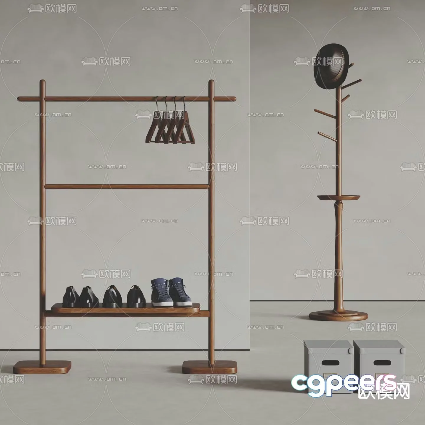 Arcos solid wood hanger 3D model