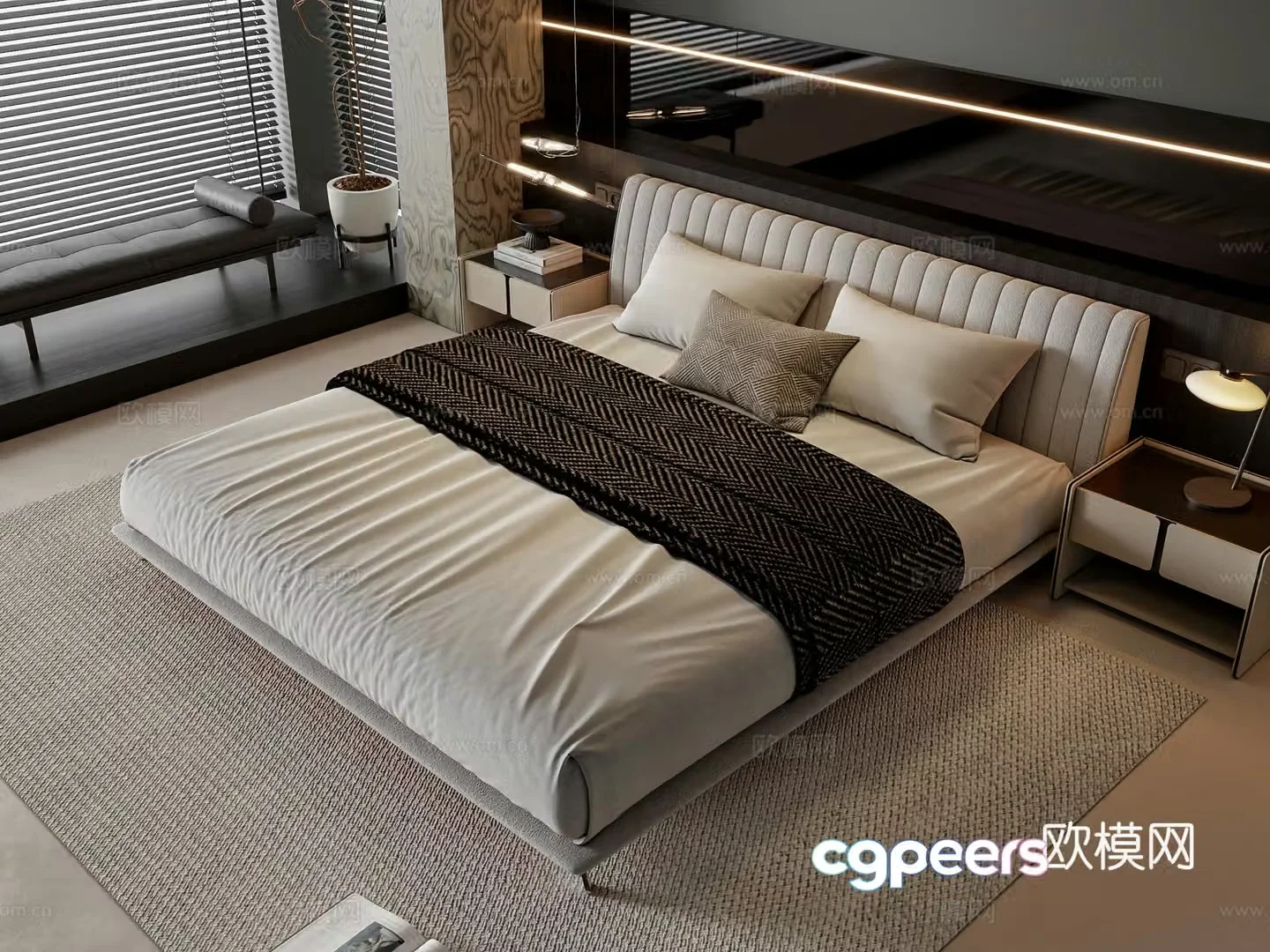 Modern double bed 3d model