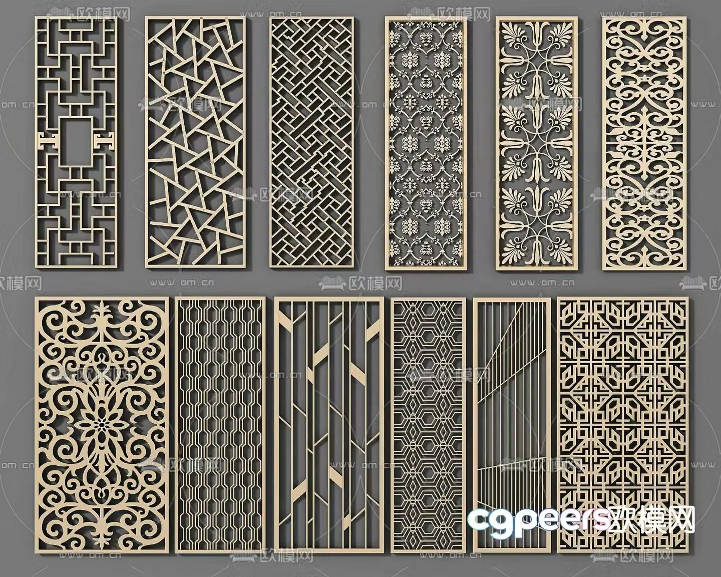 Hollow screen lattice partition 3D model