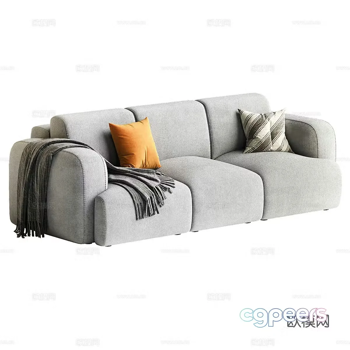 Three-person sofa 3d model