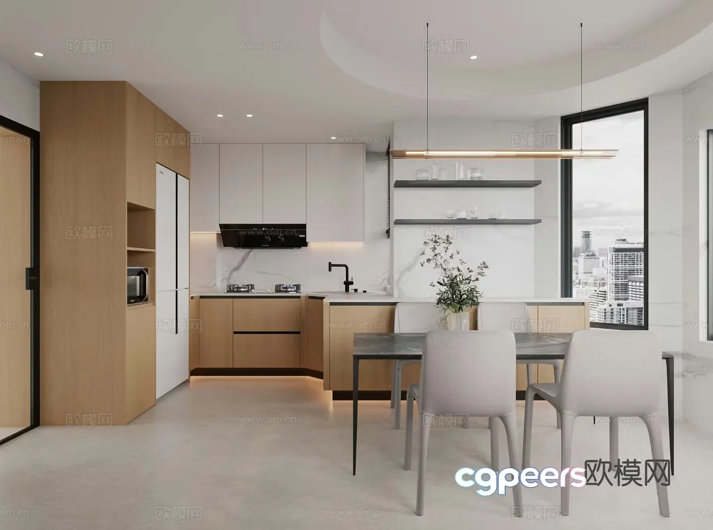 Open kitchen island cabinet 3d model