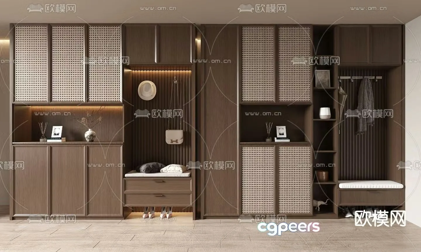 Middle-aged shoe cabinet 3D model