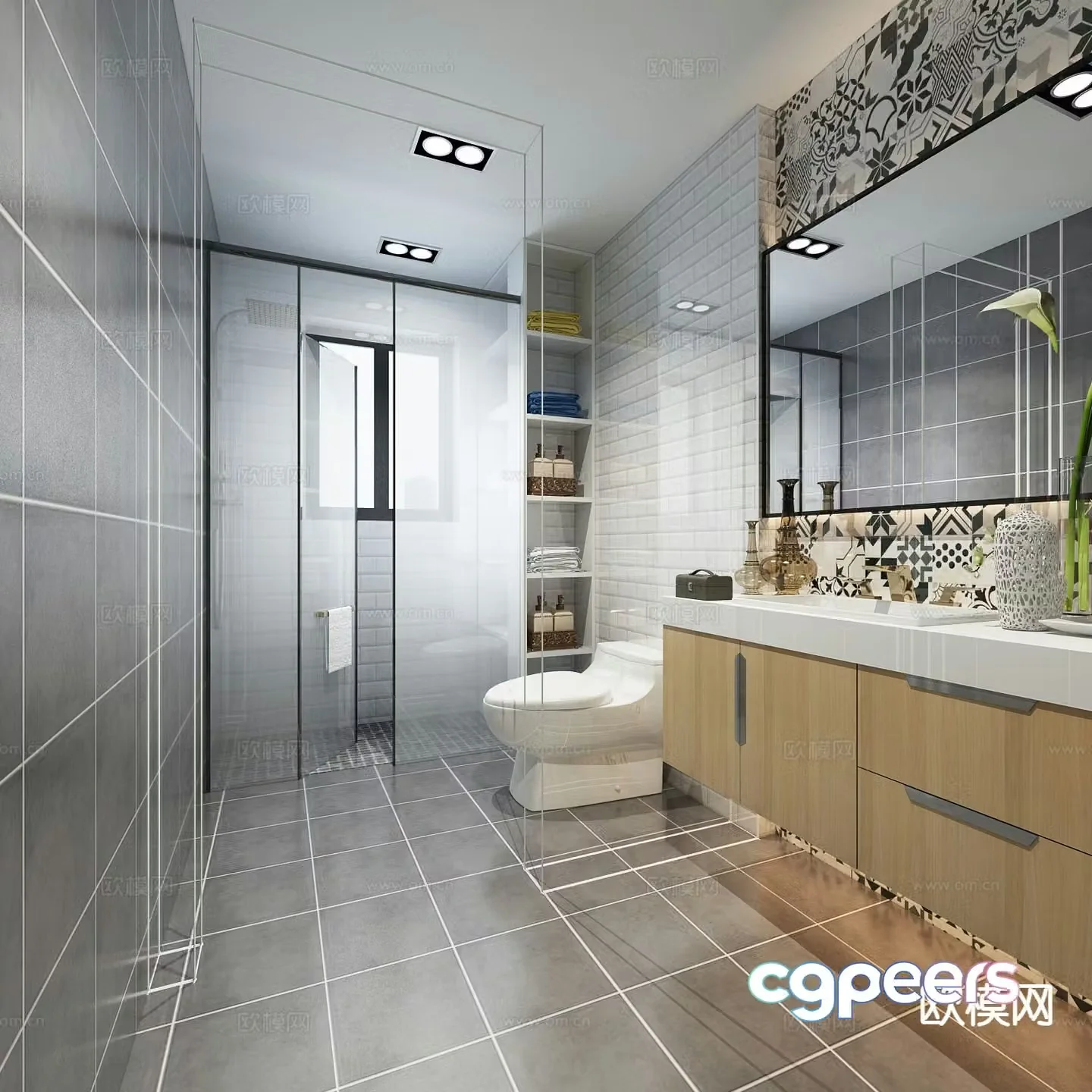 Nordic bathroom bathroom toilet 3d model