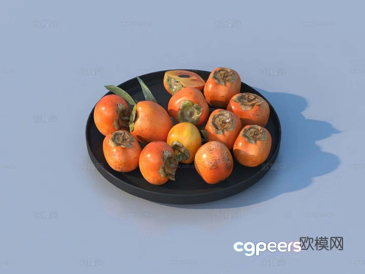 Persimmon fruit fruit plate 3d model