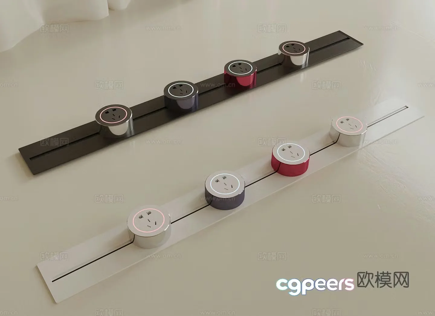 Modern multi-functional rail socket 3D model