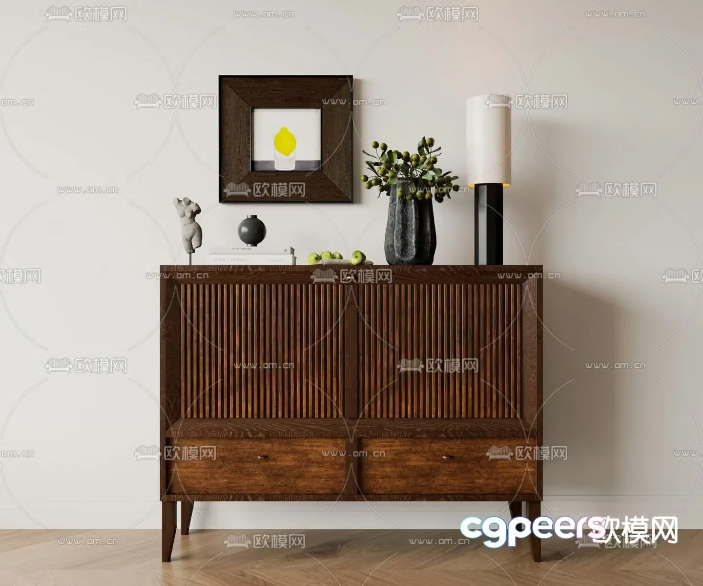 Middle-aged side cabinet porch cabinet end view cabinet 3D model