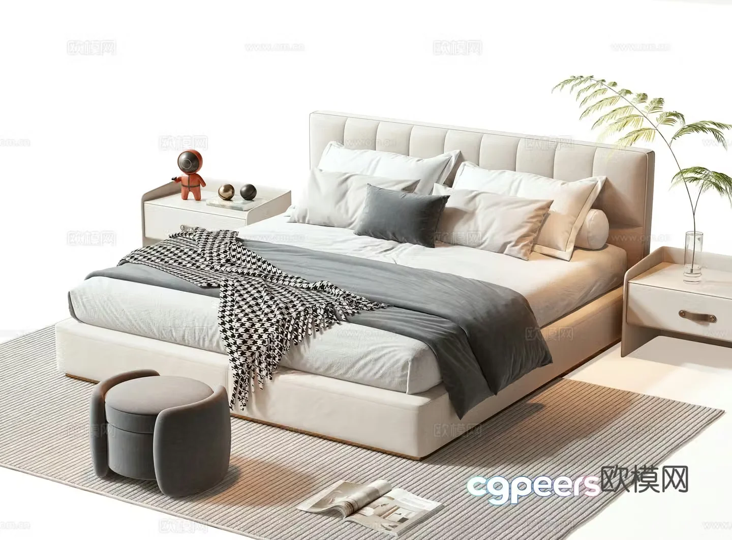 Modern Double Bed 3D Model