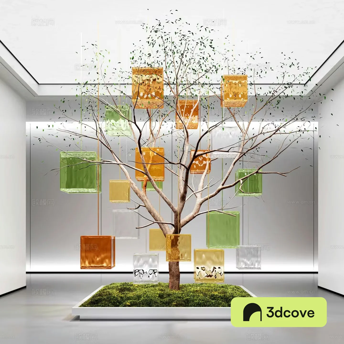 Modern art installation glass installation interior landscape
