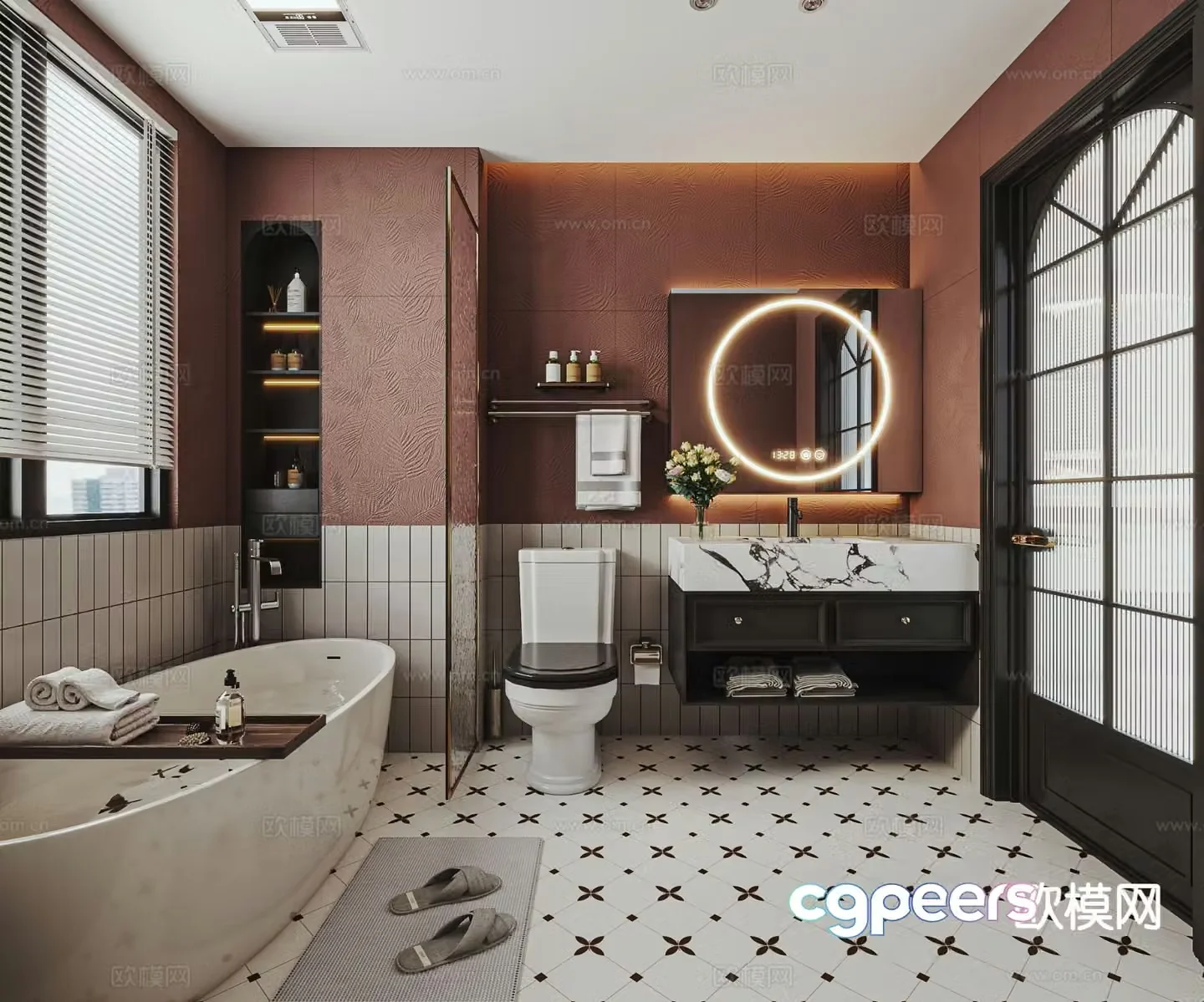 French retro bathroom bathroom 3d model