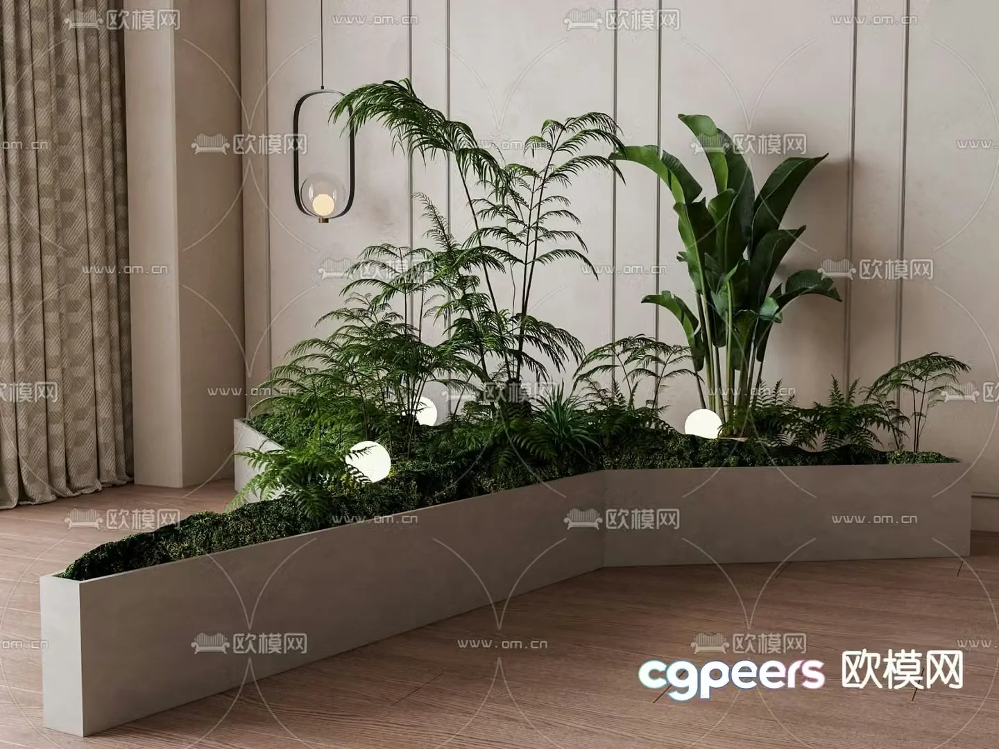Green plant flower bed flower box 3d model