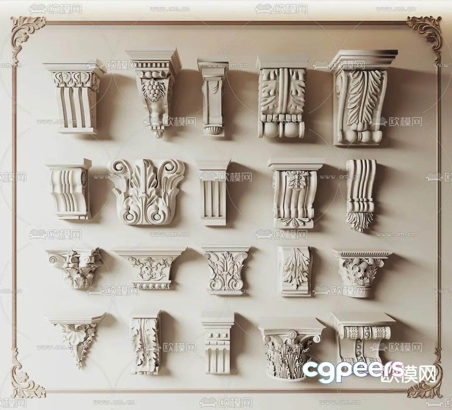 French column Roman column plaster capital 3D model