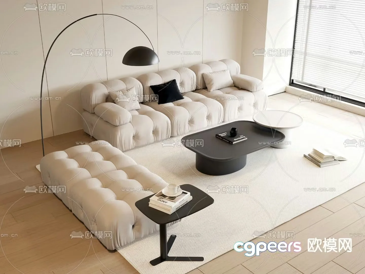 Cream style modular sofa 3d model