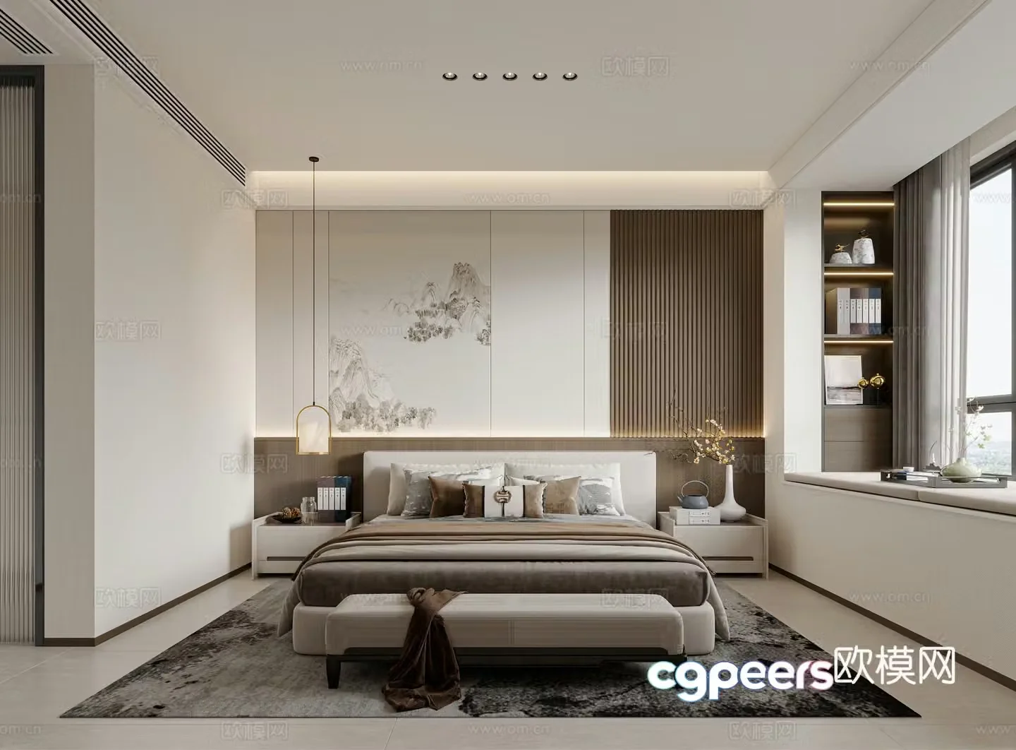 New Chinese bedroom 3D model