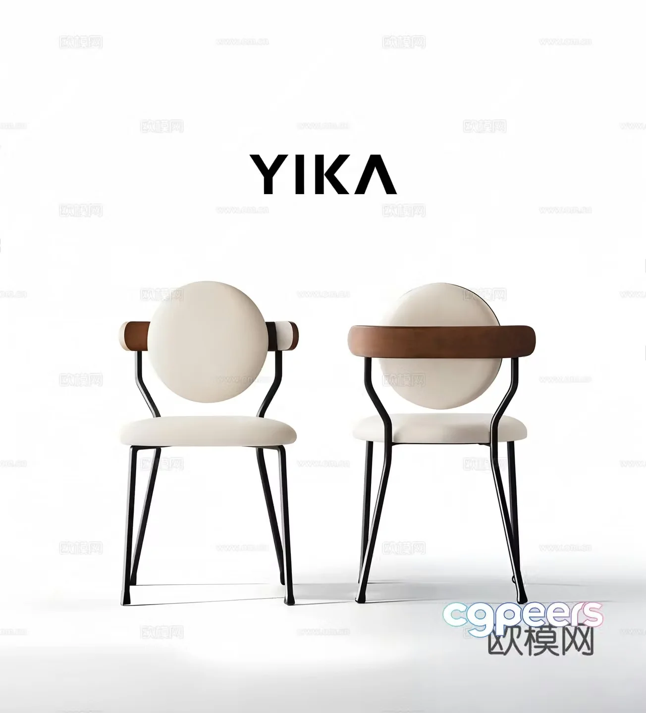 American minimalist dining chair YIKI dining chair American dining chair Single chair Backrest chair 3d model