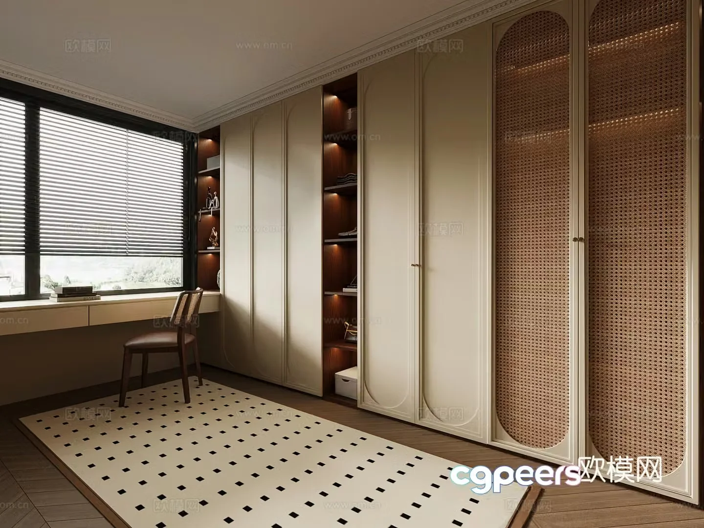 026 Wardrobe French Cream Trench Wardrobe 3D Model