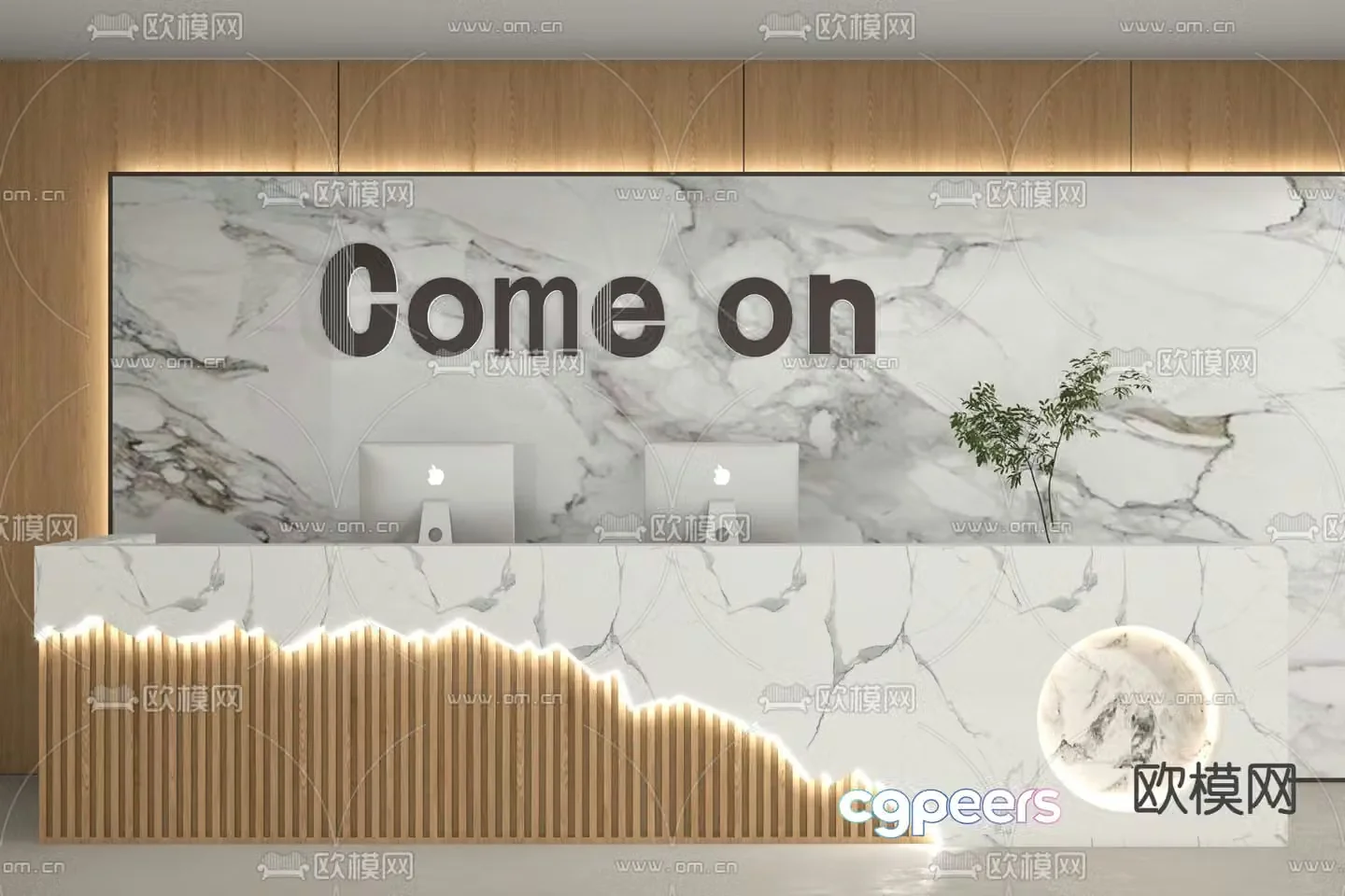 Office front desk reception 3d model