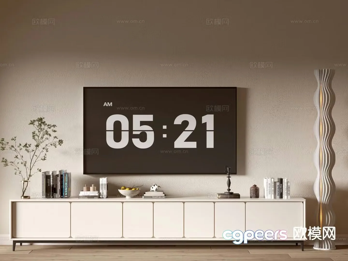 Cream style TV cabinet 3d model