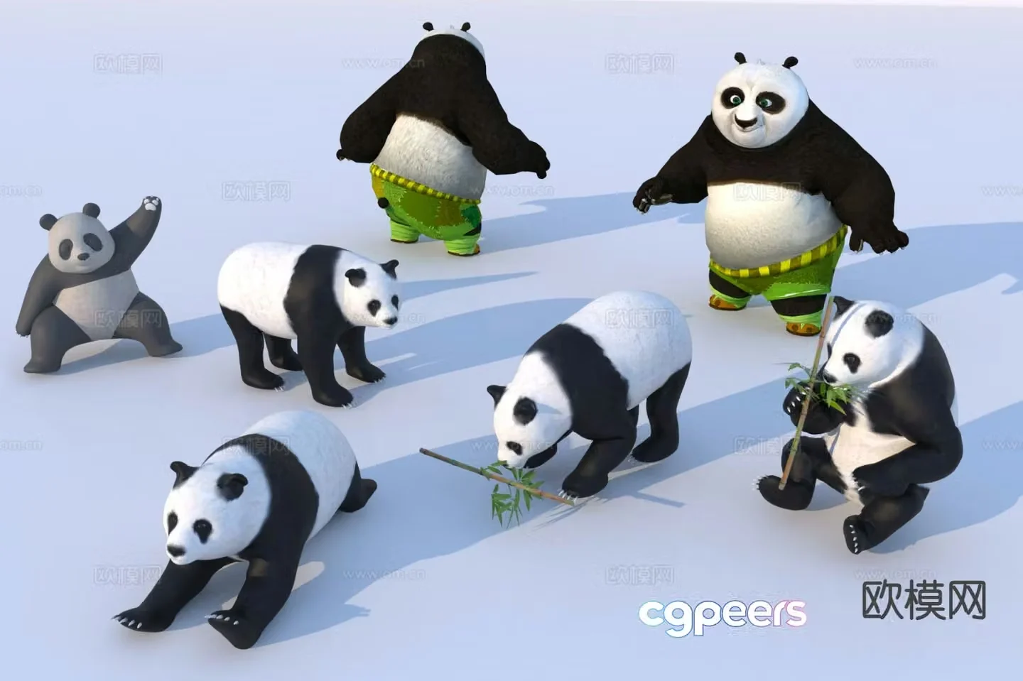 Panda sculpture landscape sculpture 3d model