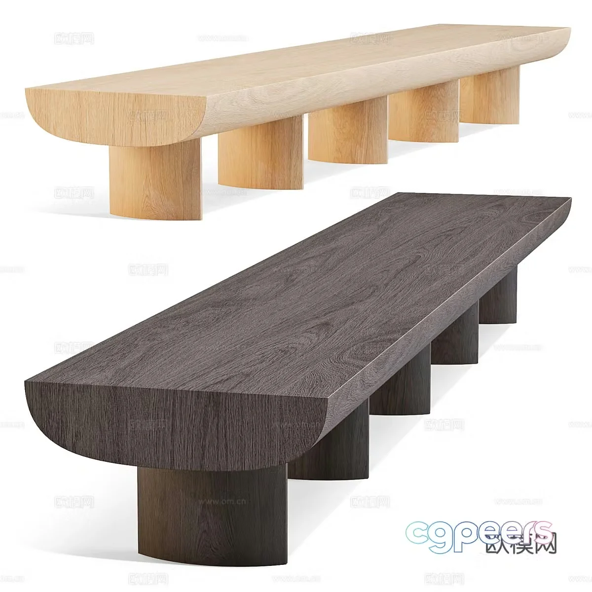 New Chinese wooden bench 3D model