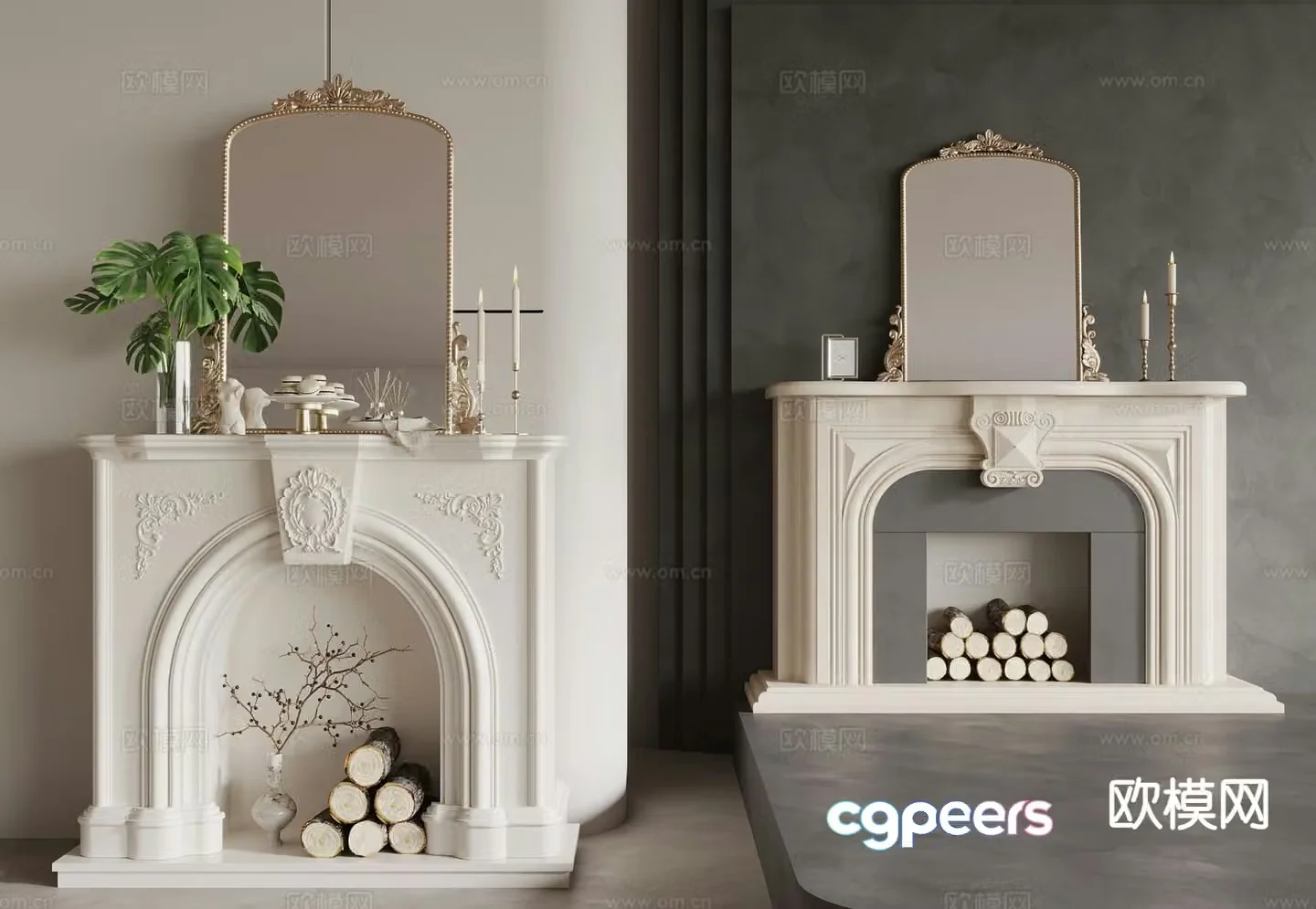 french fireplace stove 3d model
