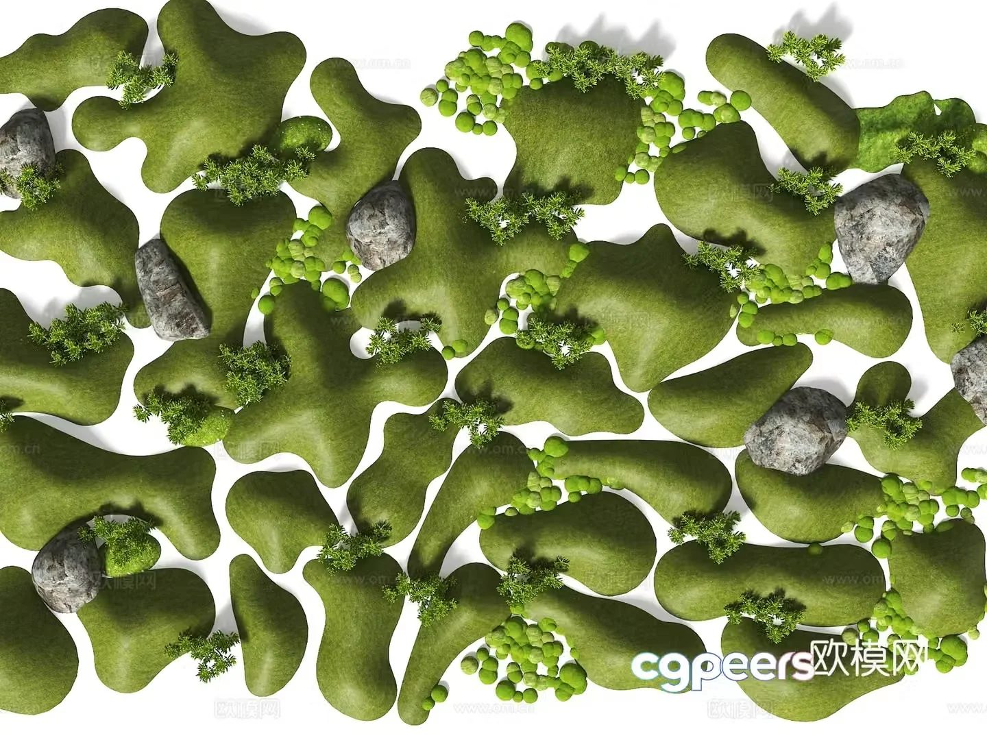 Modern courtyard micro-terrain grass slope hill bun soil slope pile mountain terrain park micro-terrain 3D model