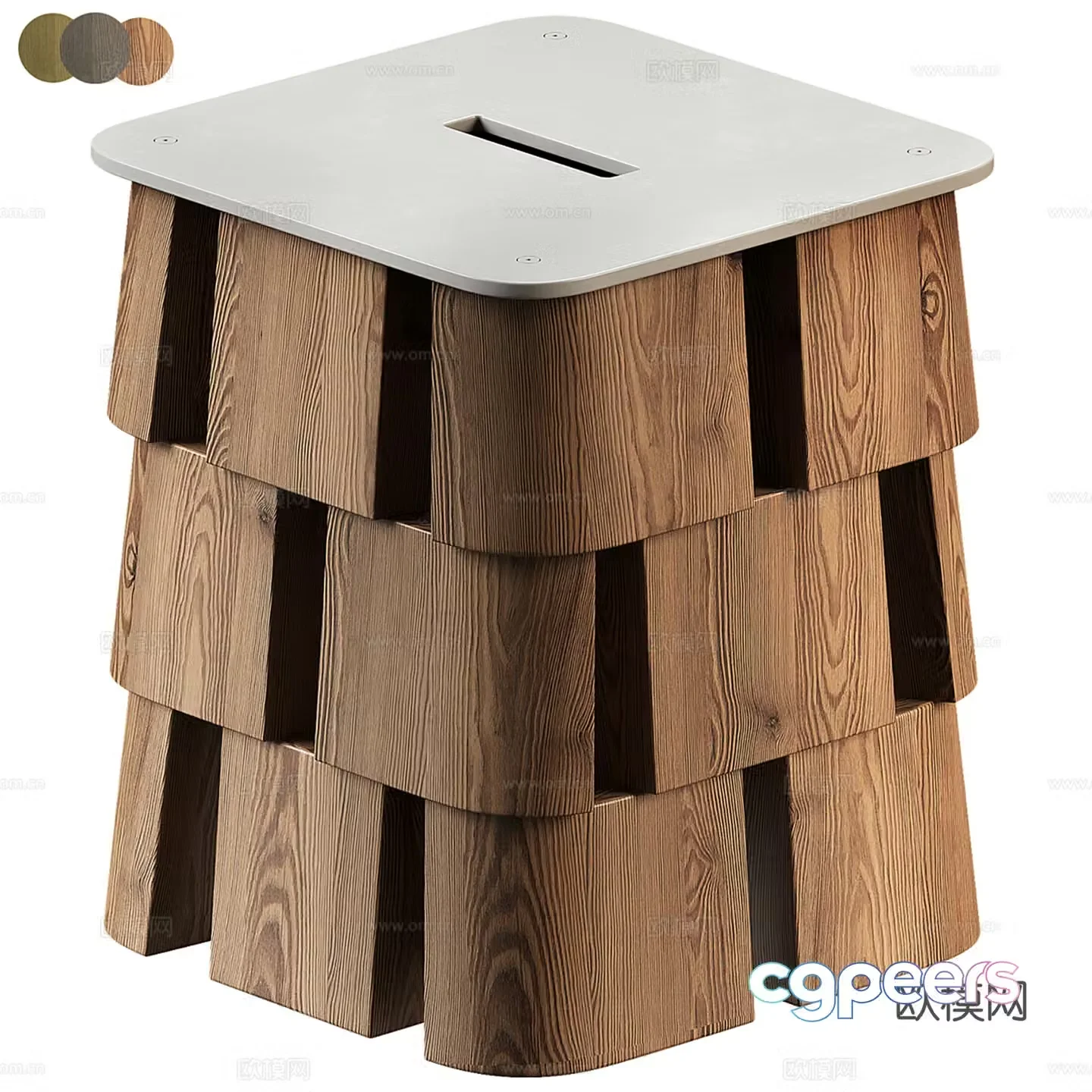 Medieval style stool low stool shoe changing stool square stool 3D model