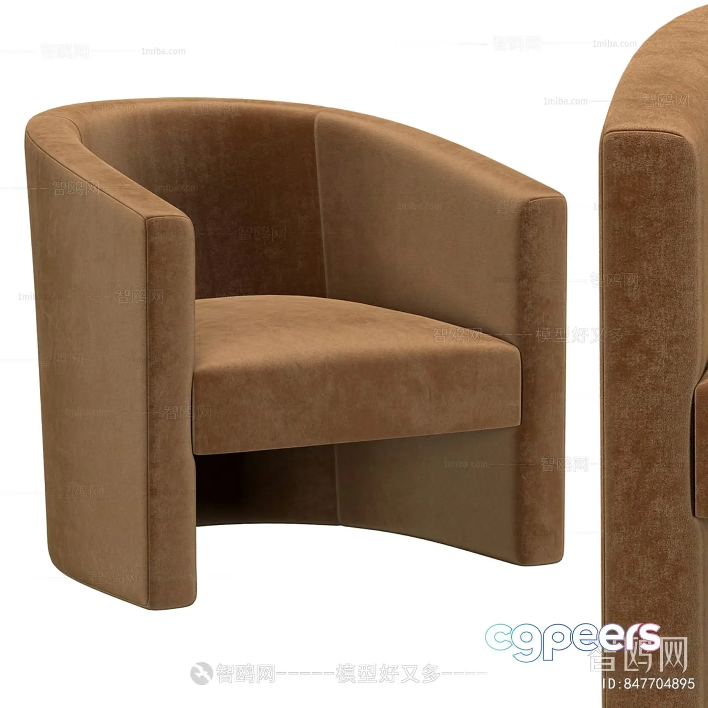 Brown Suede Chair 3D Model – 18245 – VRAY Render
