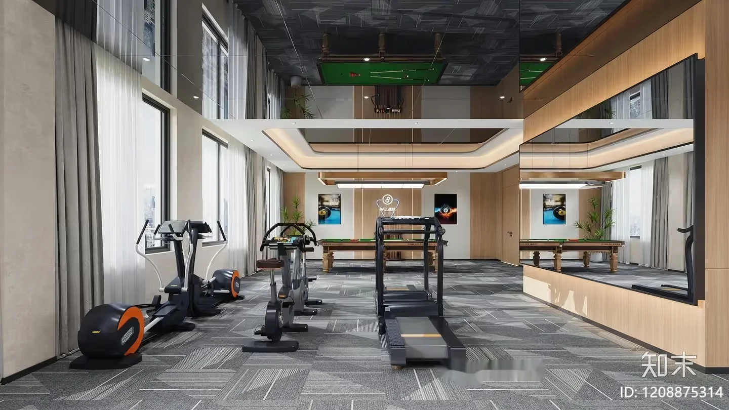 Modern Exercise Room 3D Model – 218 – VRAY Render