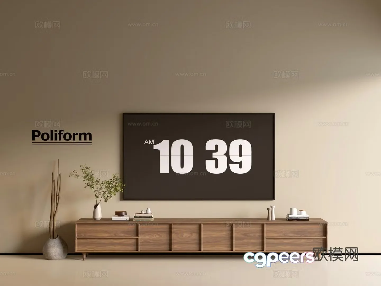 Modern wood grain TV cabinet simple side cabinet chest of drawers low cabinet whole cabinet side cabinet balcony 3D model