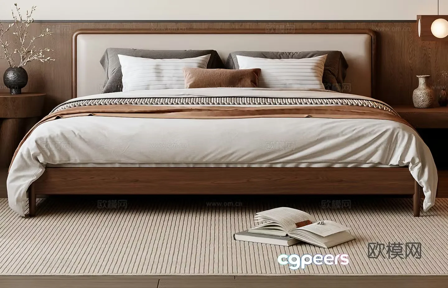 Middle-aged double bed 3D model