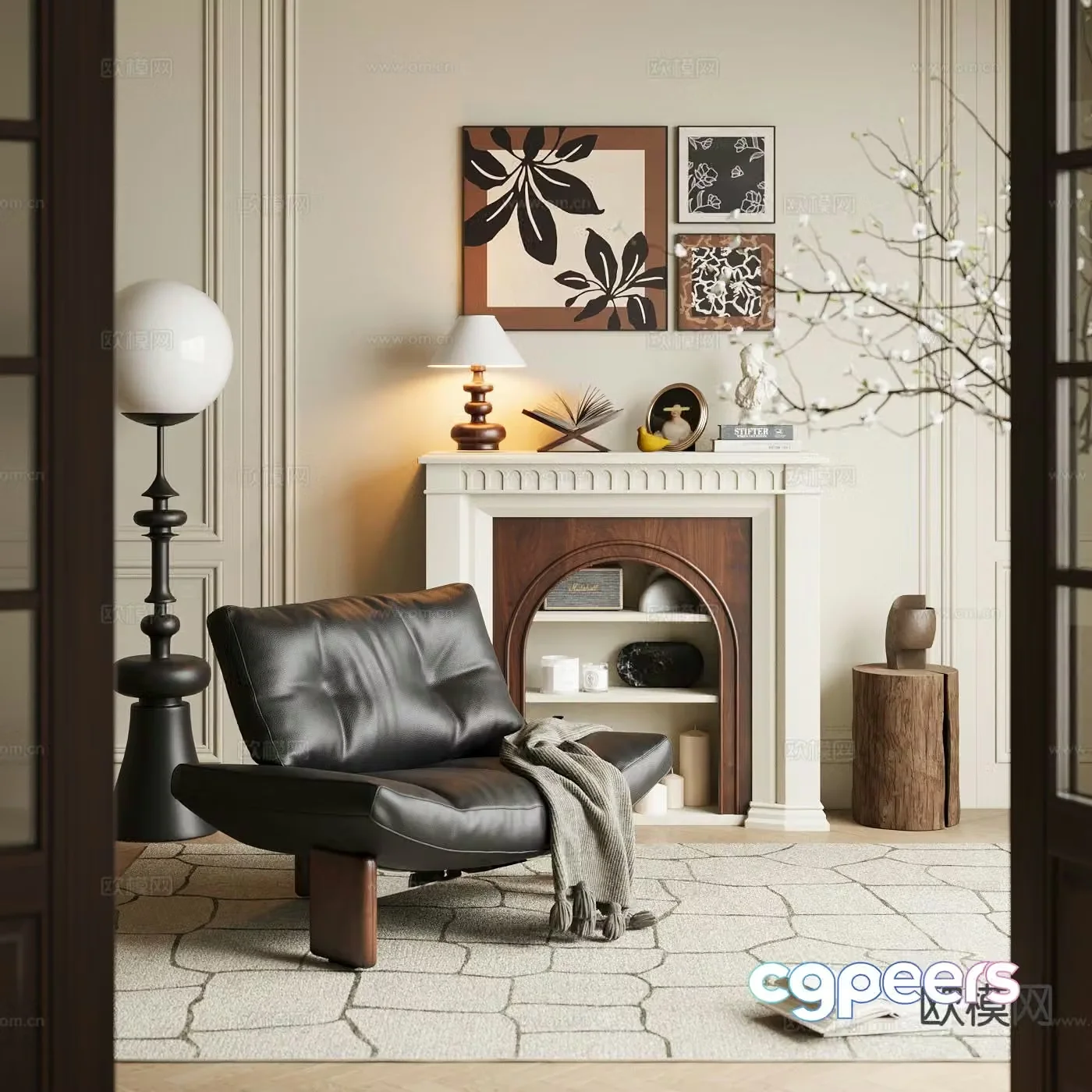 Medieval style chair leisure chair 3d model