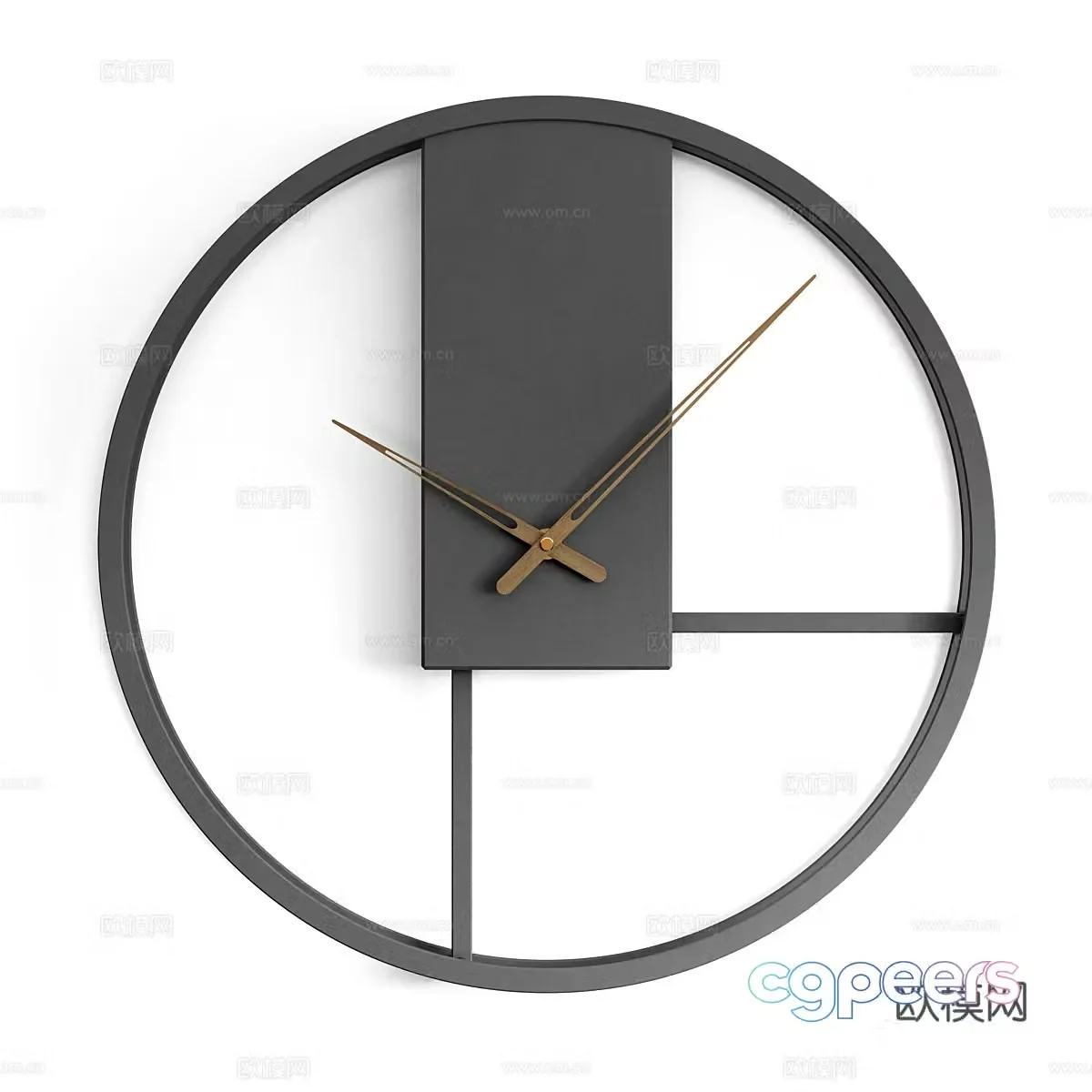 Modern minimalist round metal wall clock 3d model