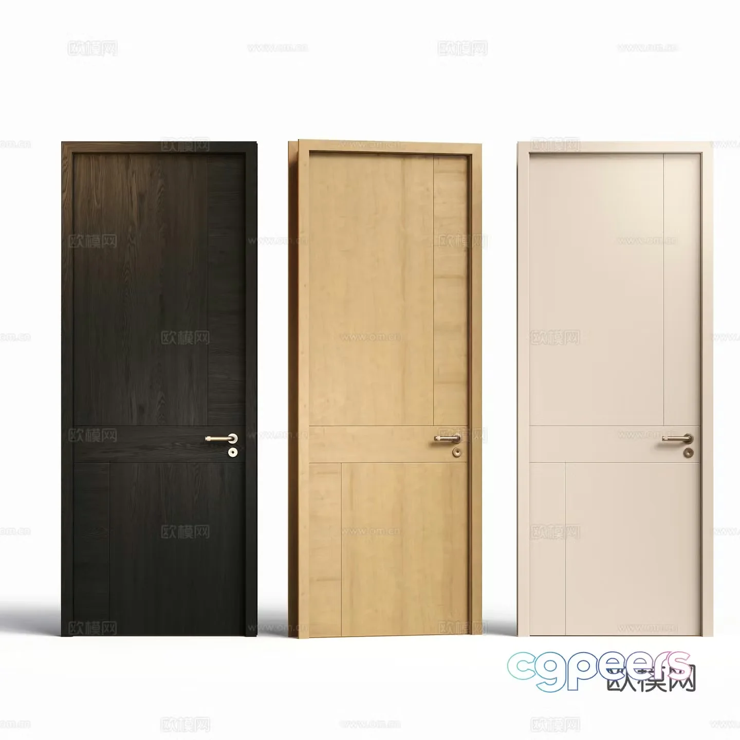 Modern single door room door wooden door swing door 3d model