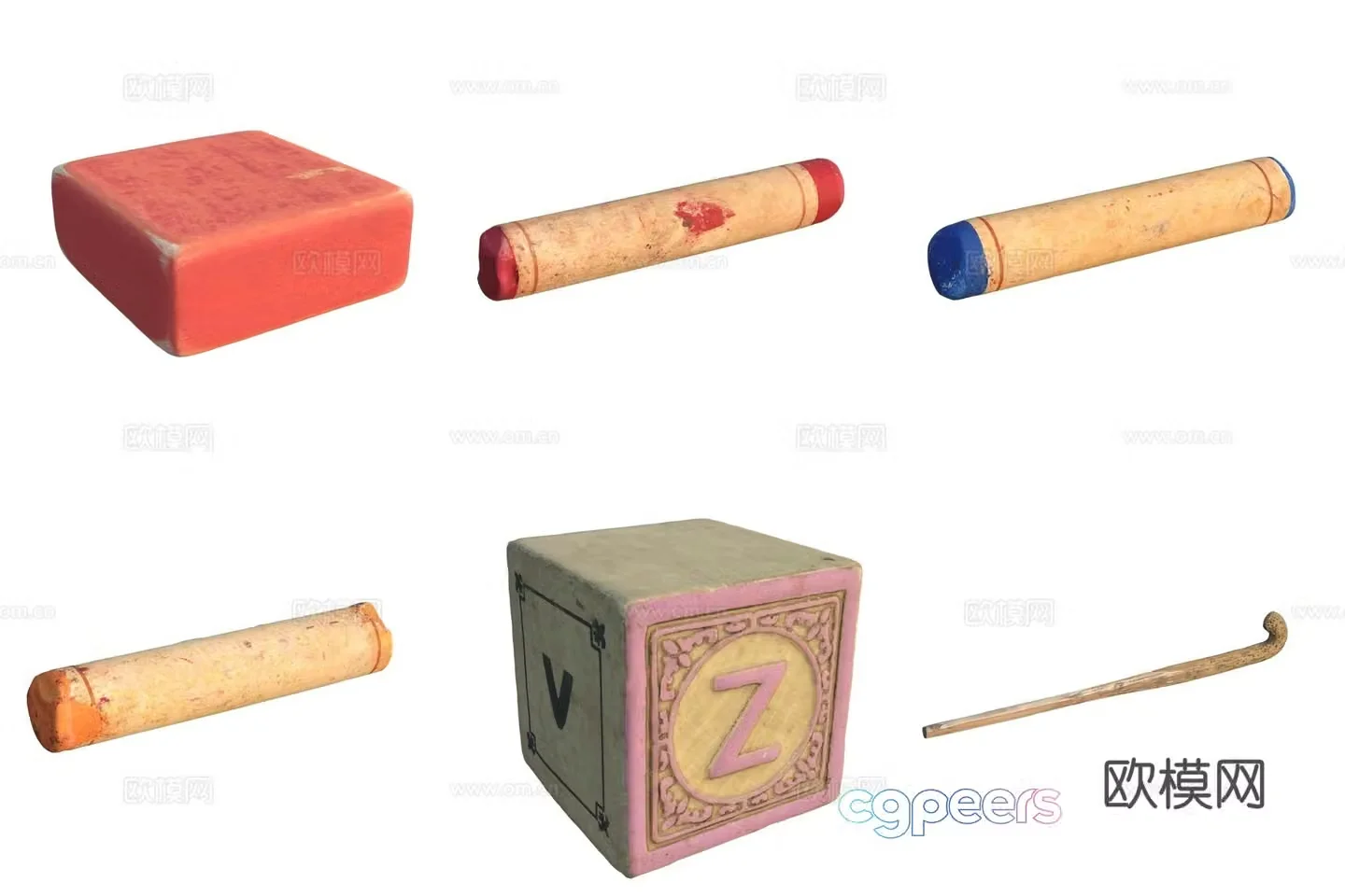 Children’s toys and entertainment facilities building blocks crayons 3d model