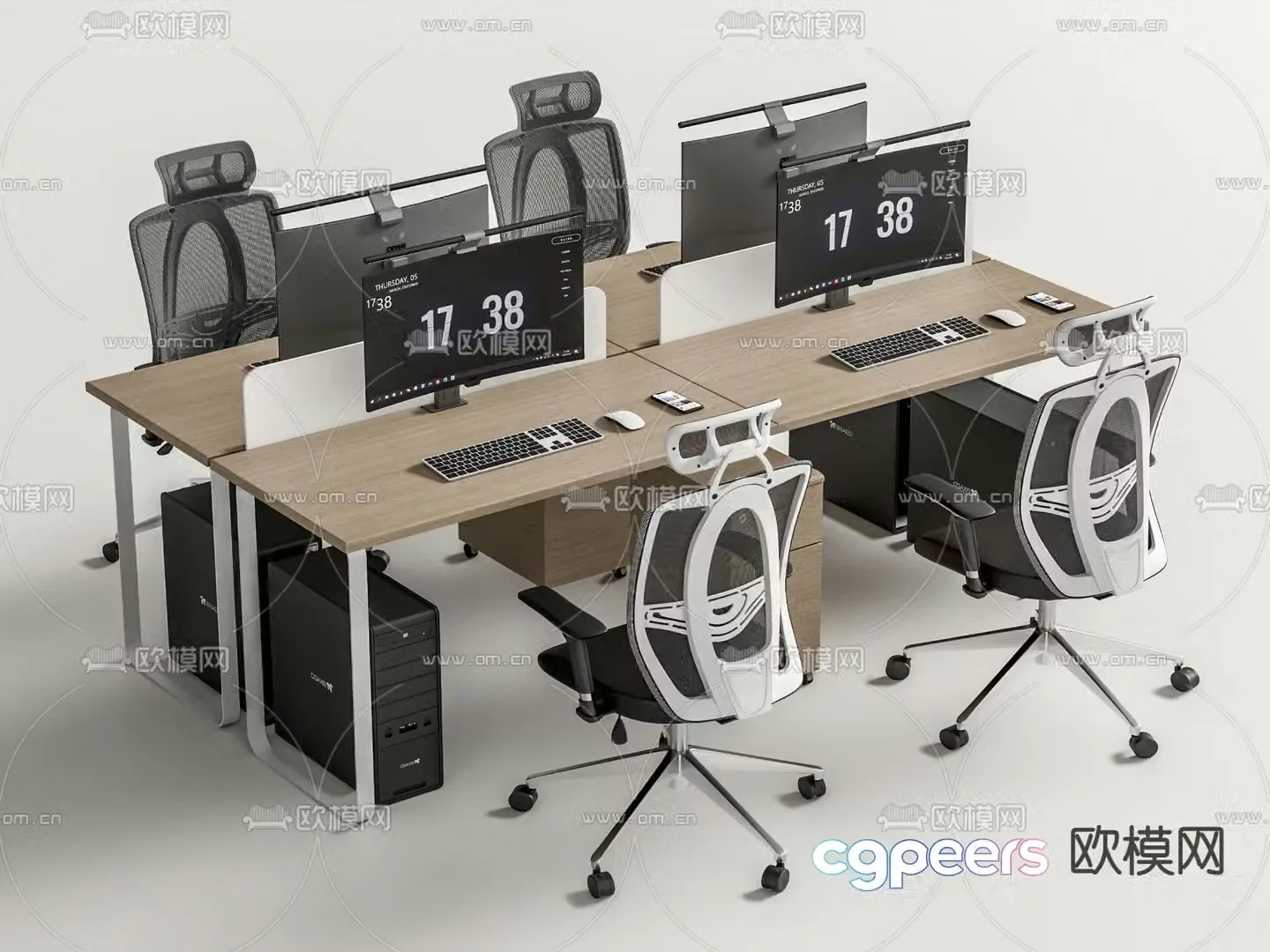 Office desk and chair station 3D model