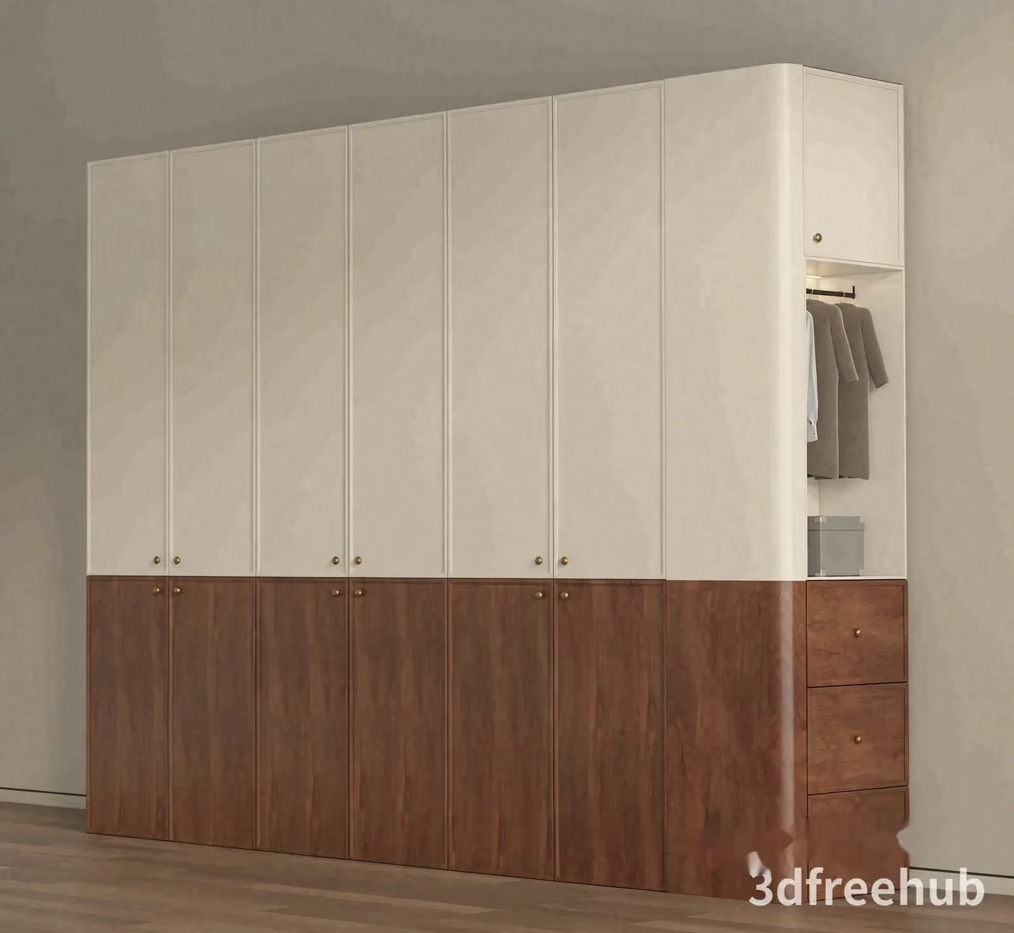 Modern Wardrobe With Drawers 3D Model – 21255 – VRAY Render