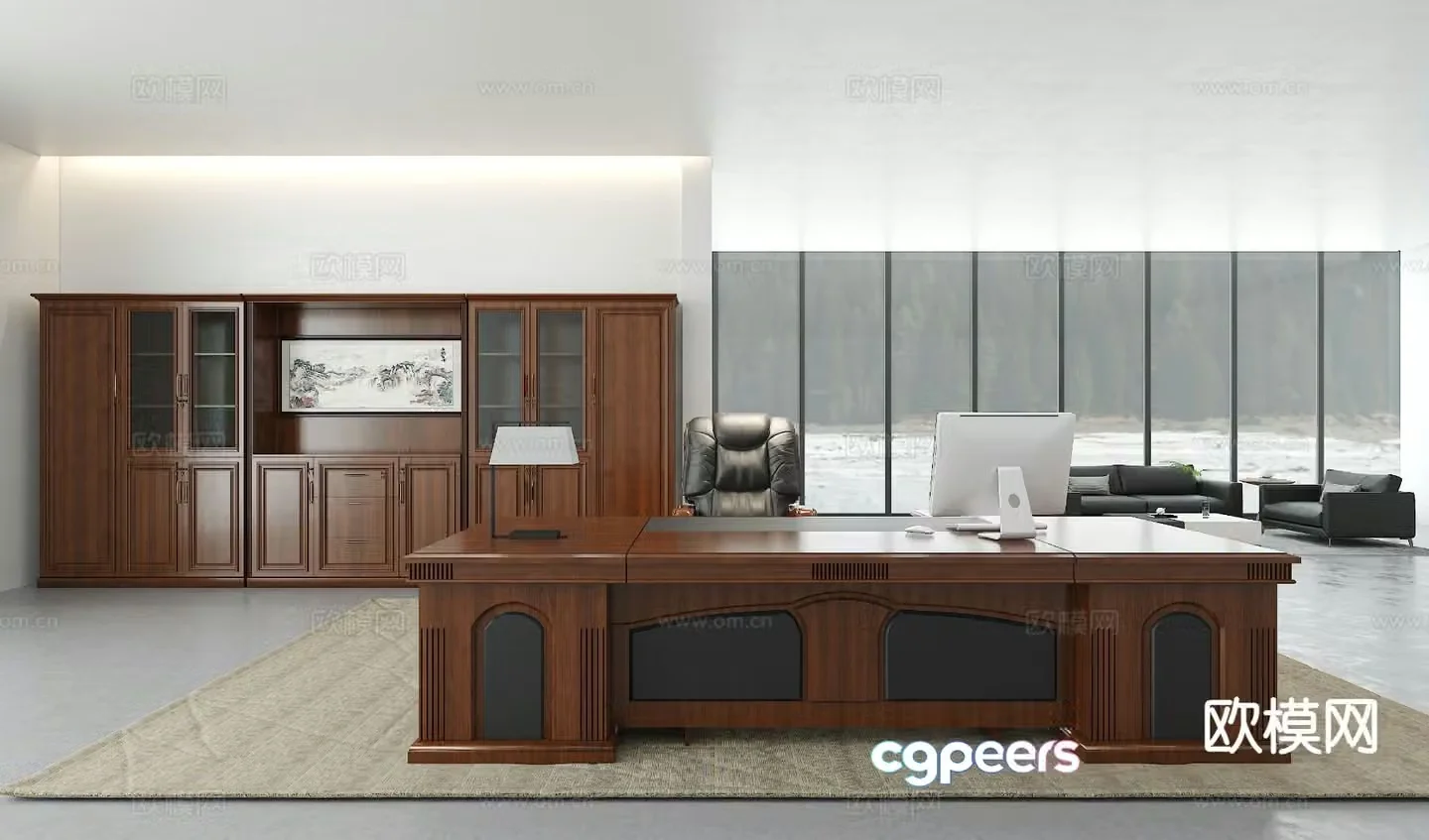 Executive desk executive desk file cabinet president desk 3d model