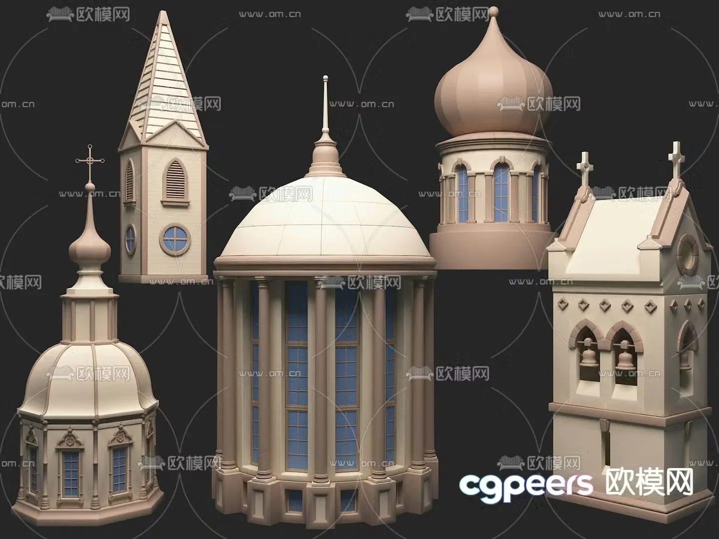 European-style tower church loft 3d model