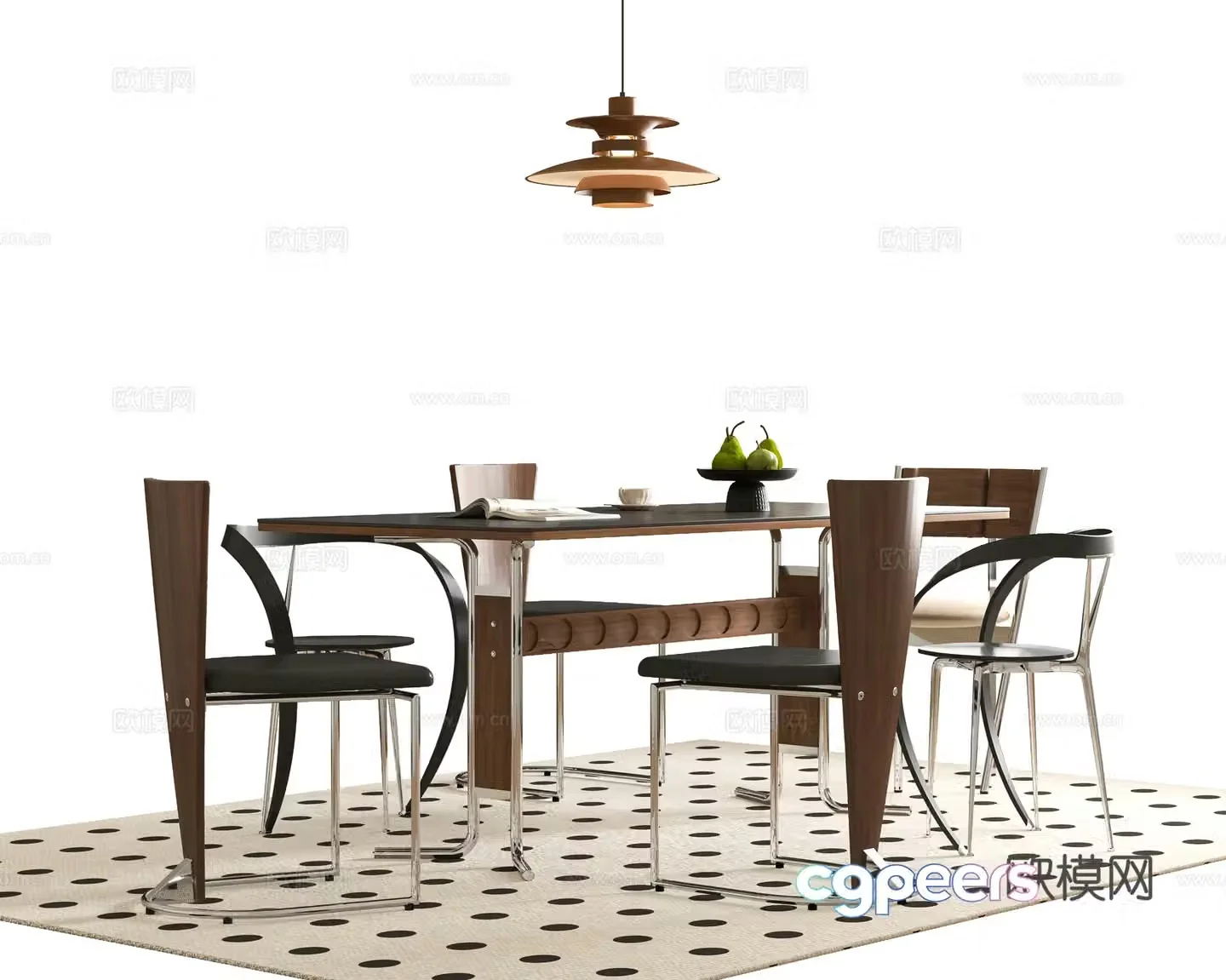 Modern dining table and chair 3d model