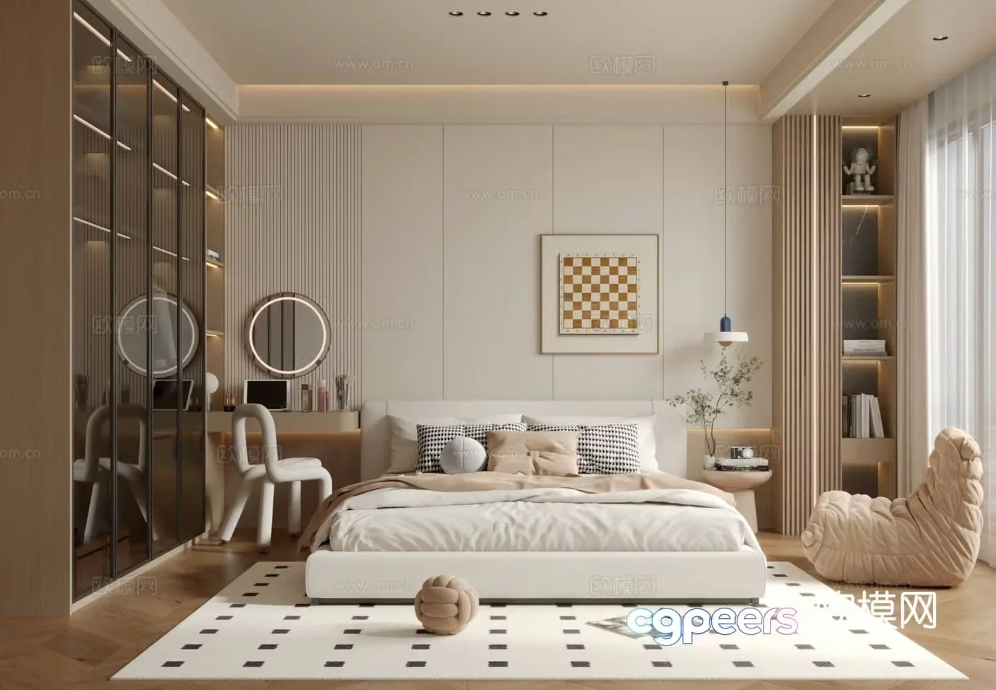 Cream style bedroom master bedroom 3d model